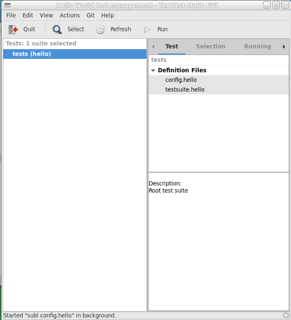 TextTest after selecting root suite